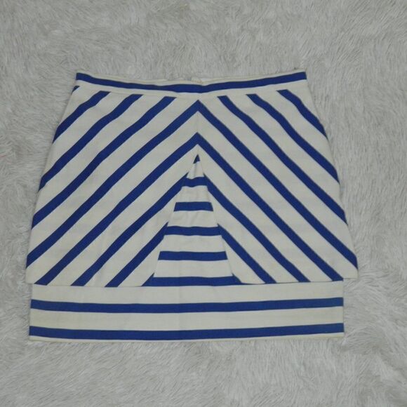 Zara Skirt Blue White ‎ Stripped Mini Skirt Size Medium - Picture 5 of 10